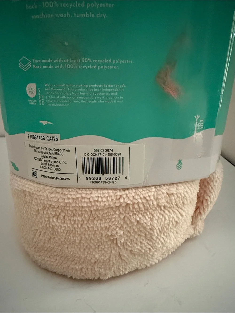 Pillowfort Blush Pink Chenille Throw with Red Bow Accents